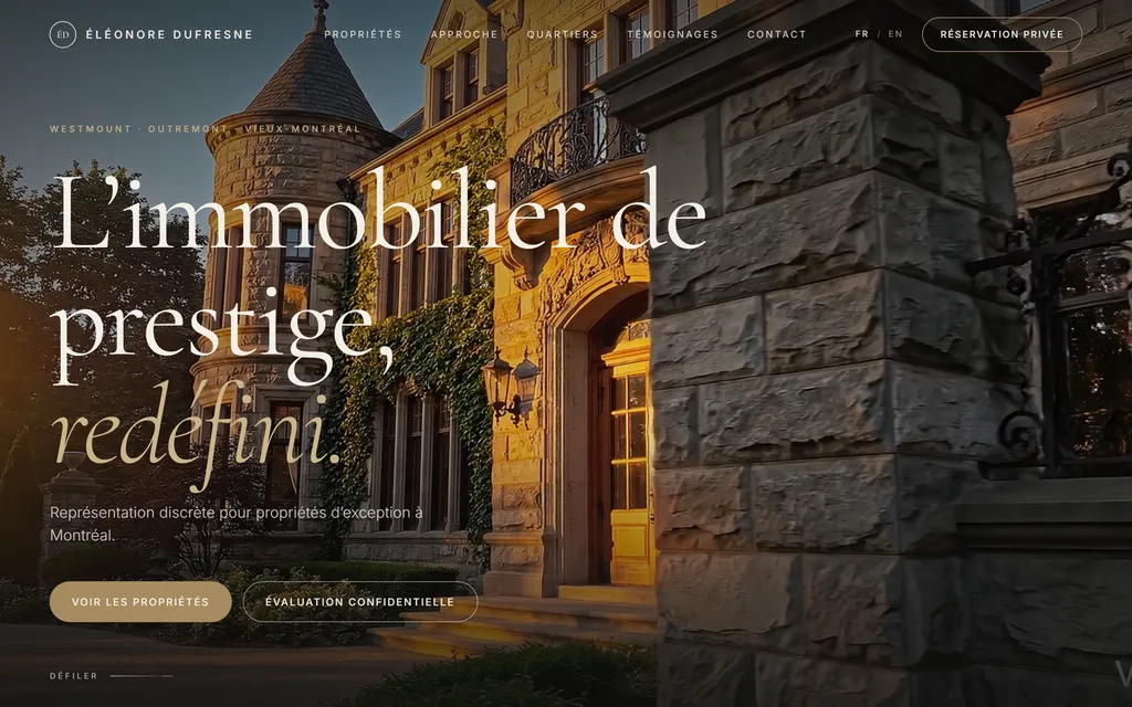 Aperçu du hero · Démo · Immobilier Luxe
