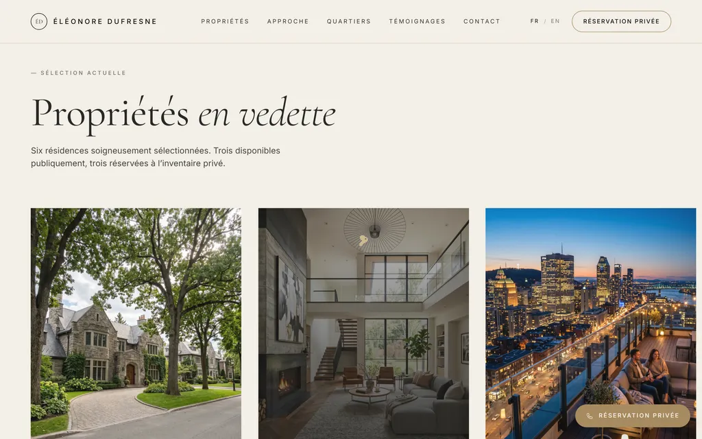 Aperçu des services · Démo · Immobilier Luxe